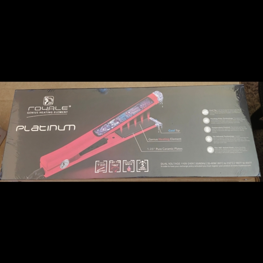 NIB-Platinum Genius Heating Element Flat Iron/Cool Tip Technology - Picture 5 of 8